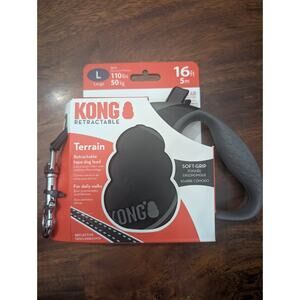 KONG Terrain Retractable Dog Leash Large 16ft Nylon Tape Black New